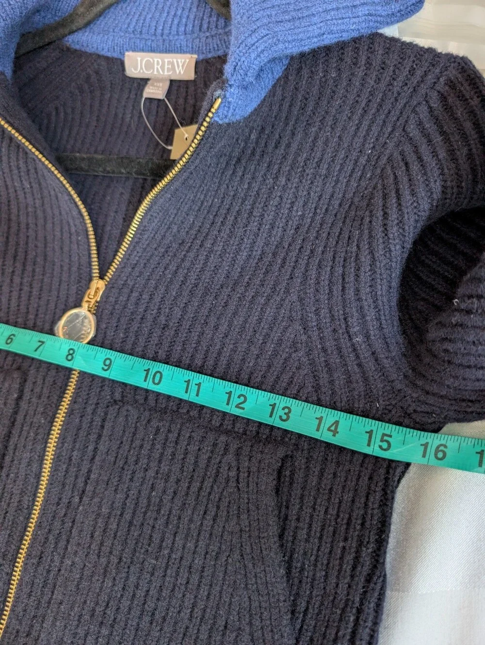 J Crew Colorblock collared full-zip sweater in wool CR149 Size XXS NWT Merino - Picture 9 of 13